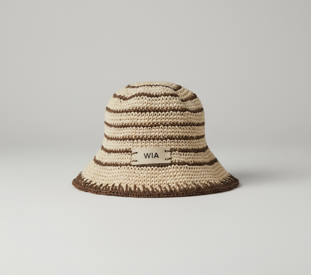 Kahve Çizgili Kova Şapka