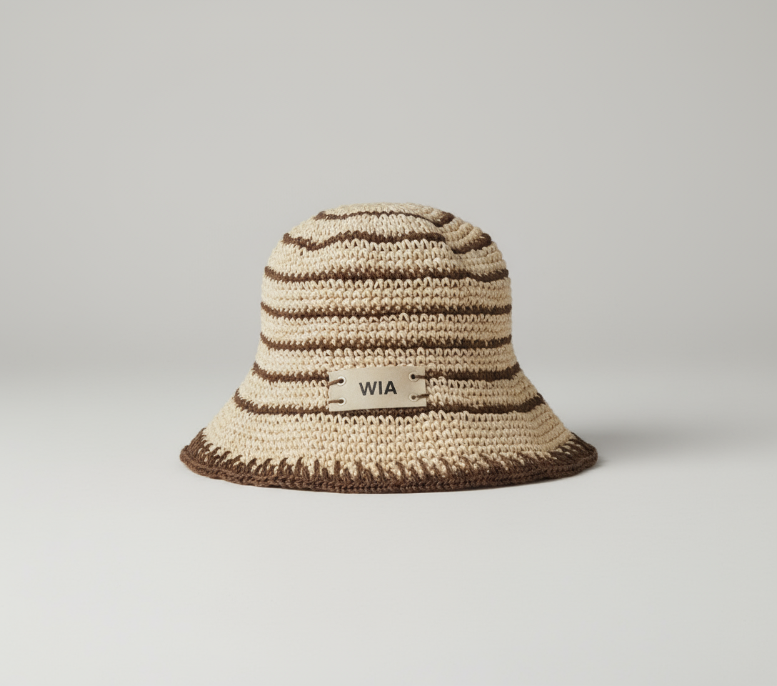 Kahve Çizgili Kova Şapka