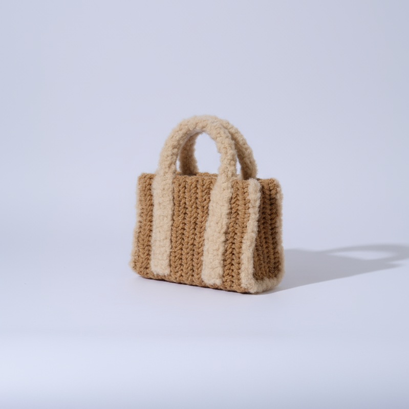 Bej Teddy Mini Tote Çanta