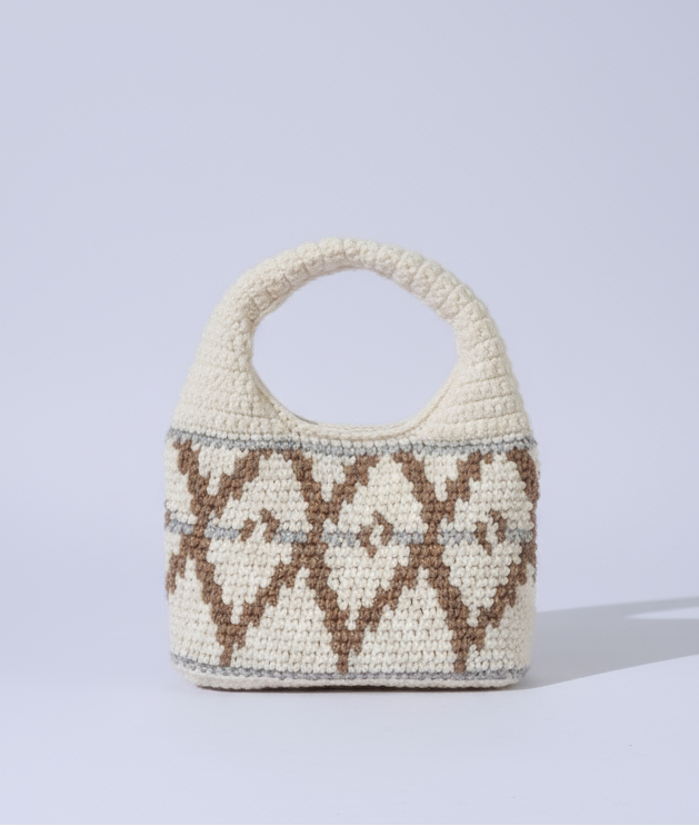 Beyaz Küçük Yün Hobo Çanta