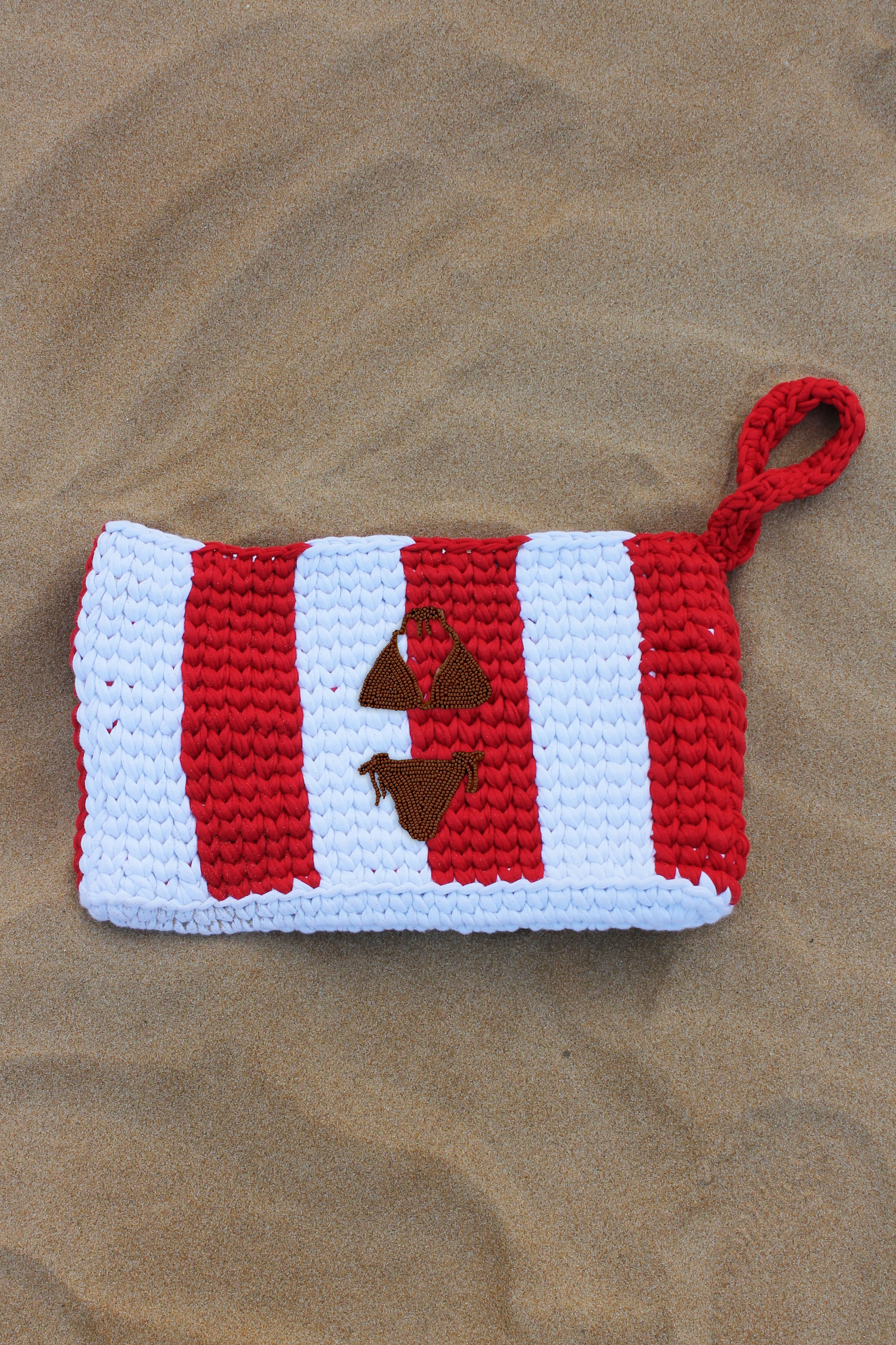 Kırmızı Çizgili Bikini Clutch