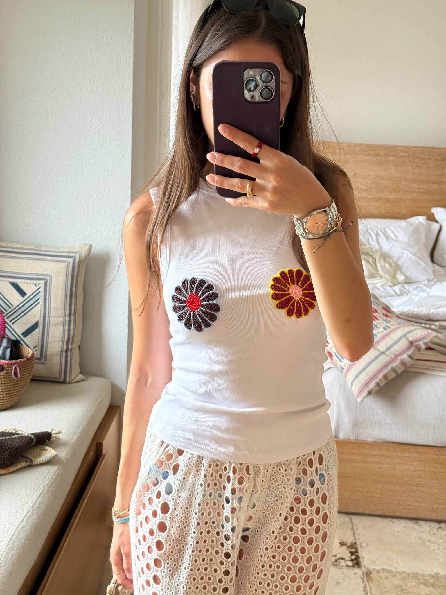 Flower Embroidery Top