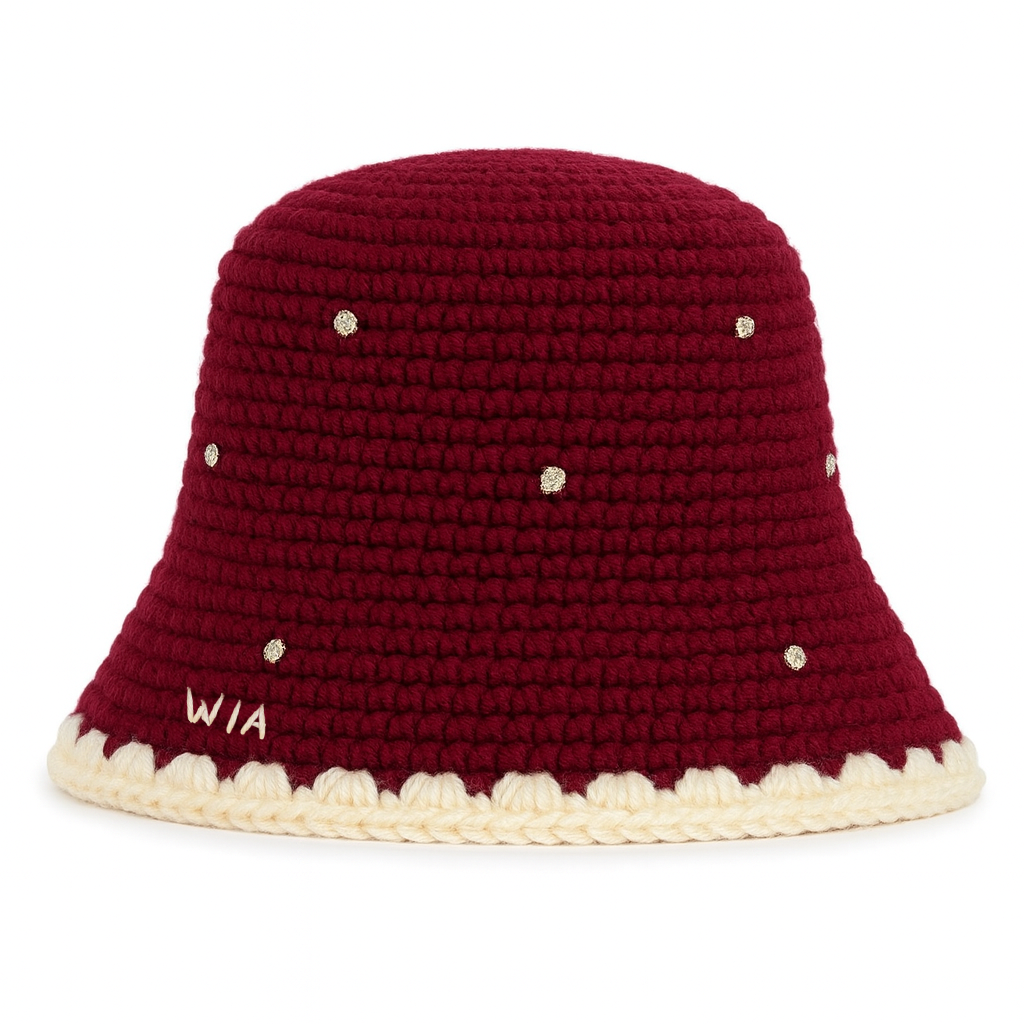 Gem Bucket Hat in Dark Red